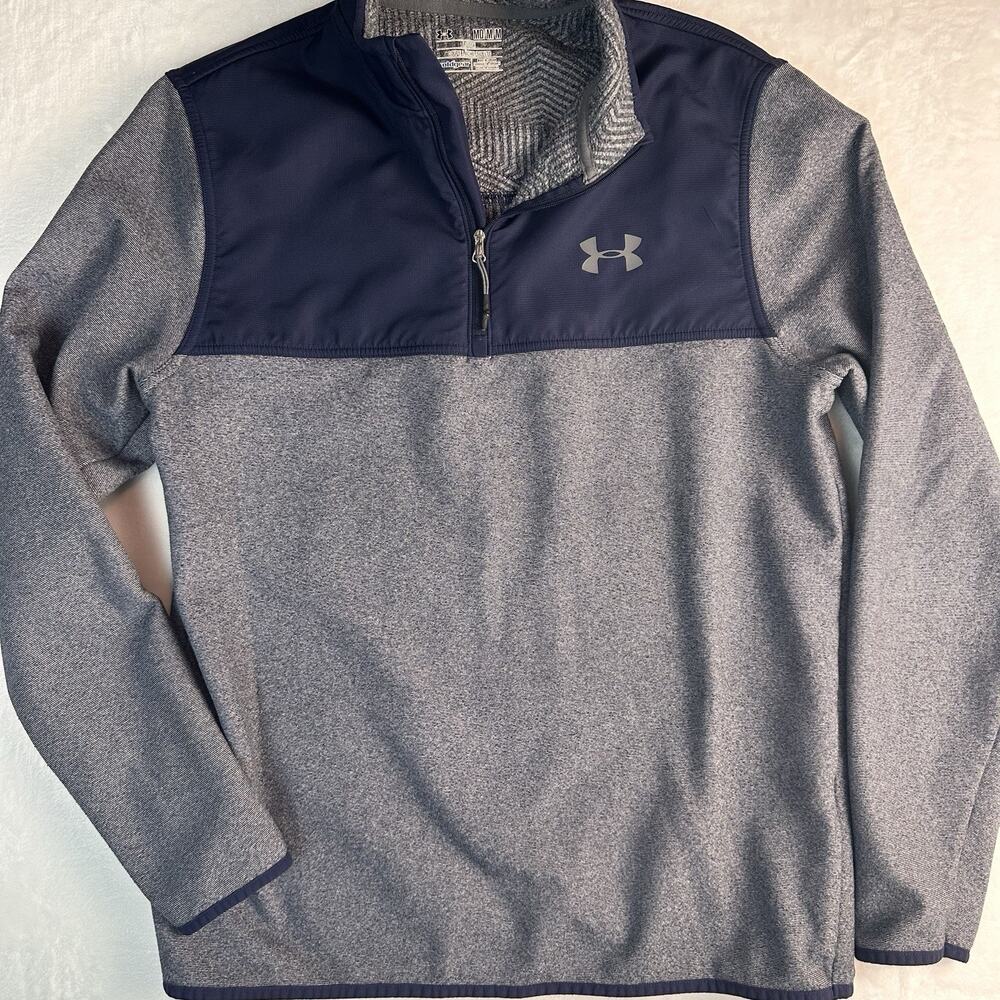 WOMENS MED UNDER ARMOUR COLD GEAR LOOSE PULLOVER JACKET NAVY